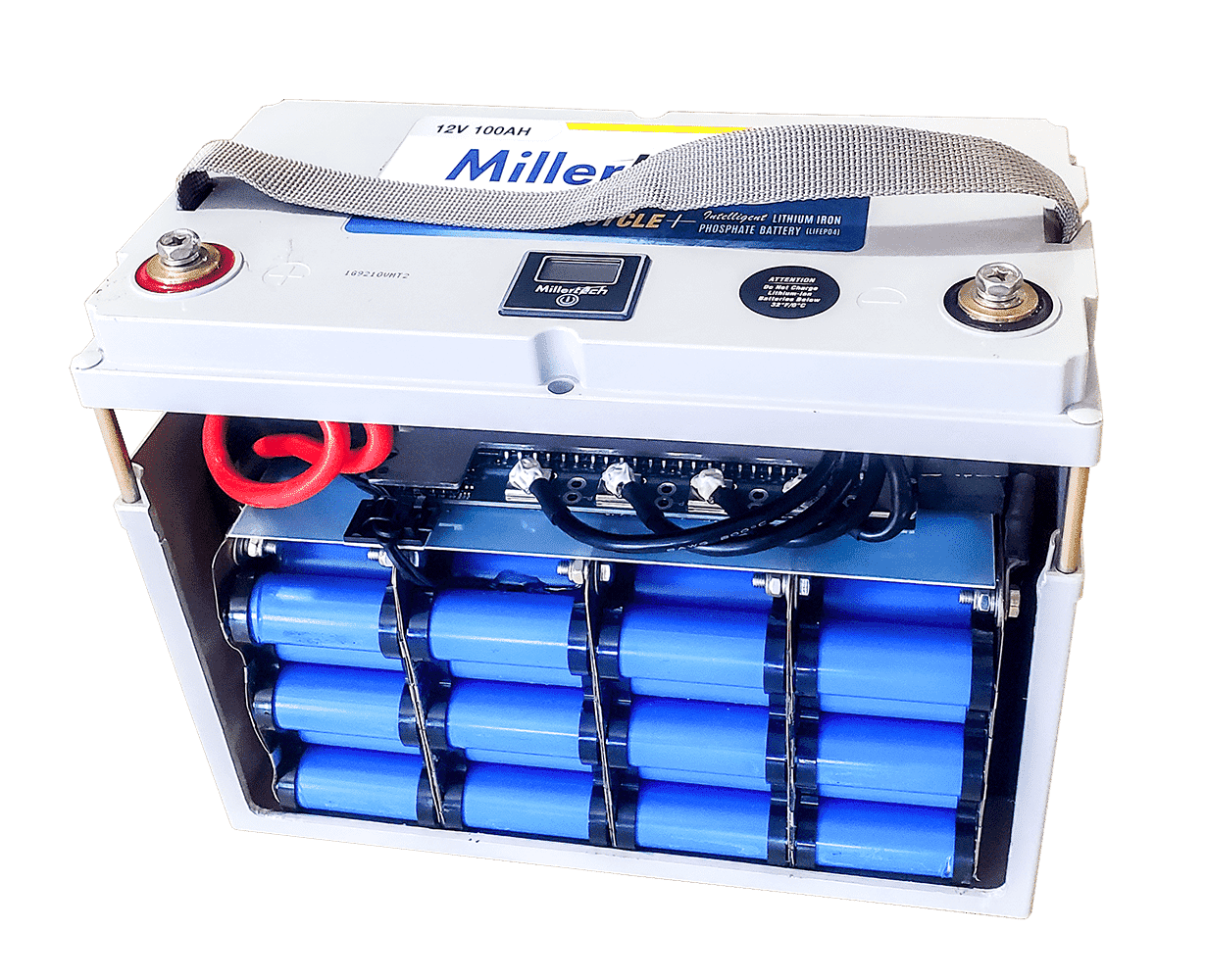 inside of a lithium millertech battery