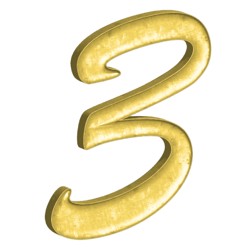3d gold number 3 lithium power page element
