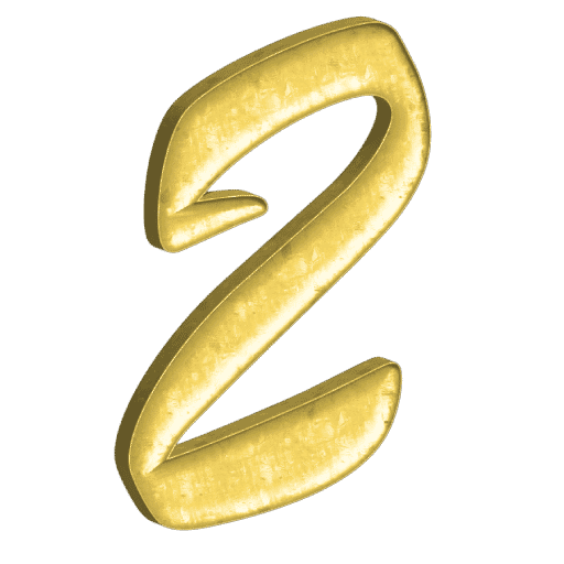 3d gold number 2 lithium power page element