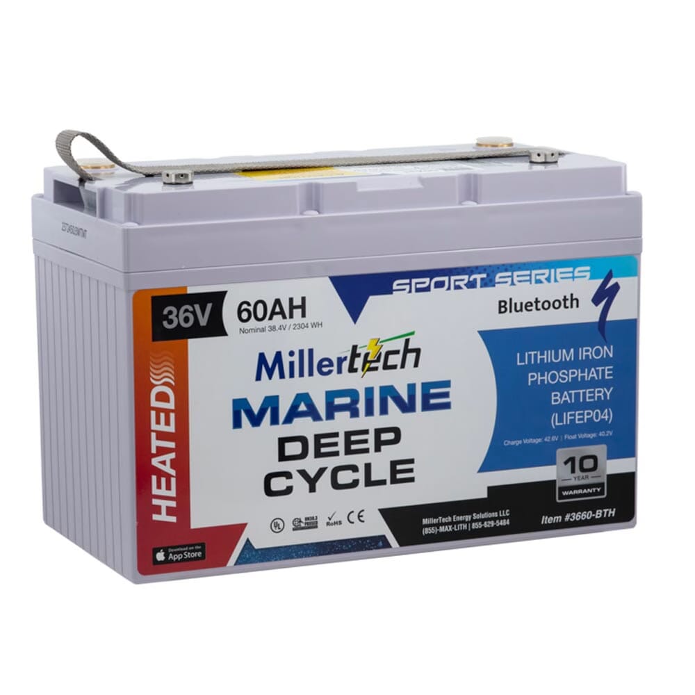Millertech 36V 60AH Heated Sport Series Deep Cycle Battery 3660-BTH front right